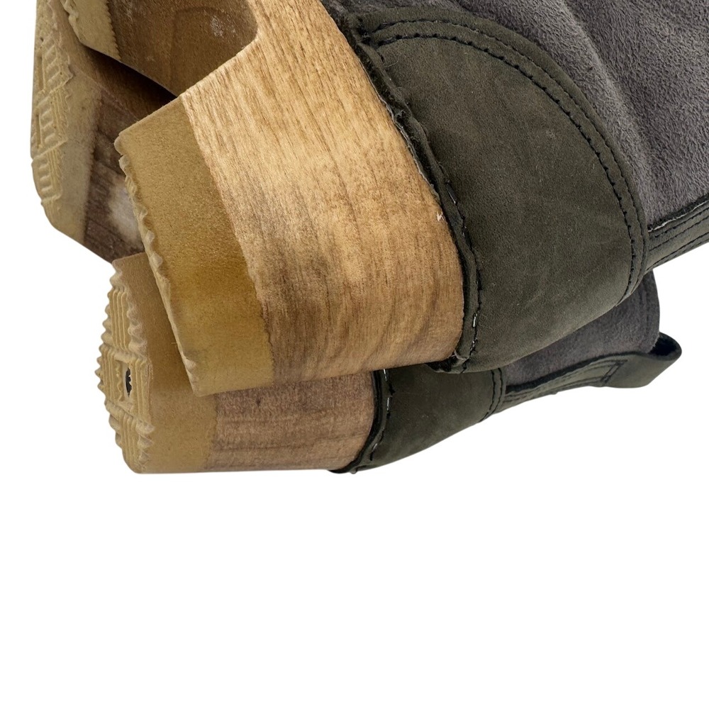 No. 6 Store 5inch Pull on Shearling Boot Mid Heel Smoke Gray Olive EU 36 - Picture 10 of 10